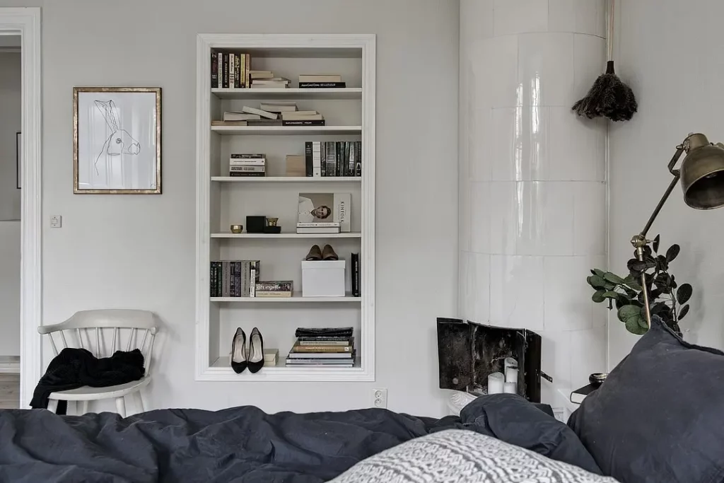 compacte inbouw boekenkast slaapkamer