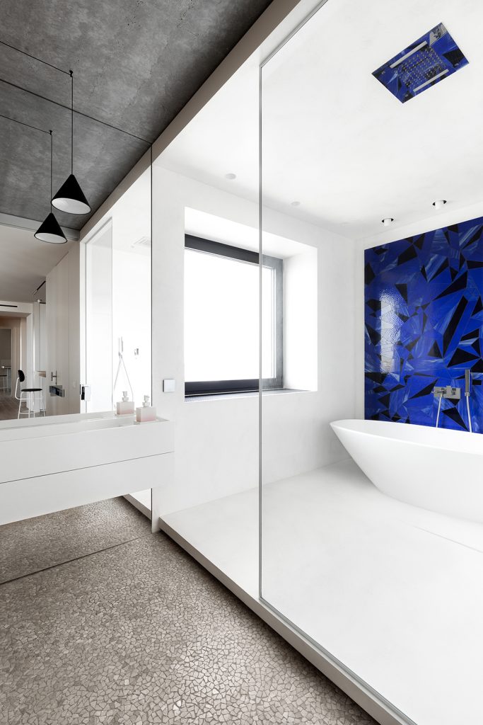 grote glazen scheidingswand moderne badkamer