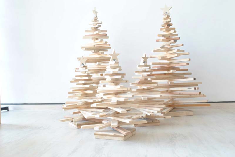 opener kousen Uitbreiden 12x Houten kerstboom - HOMEASE