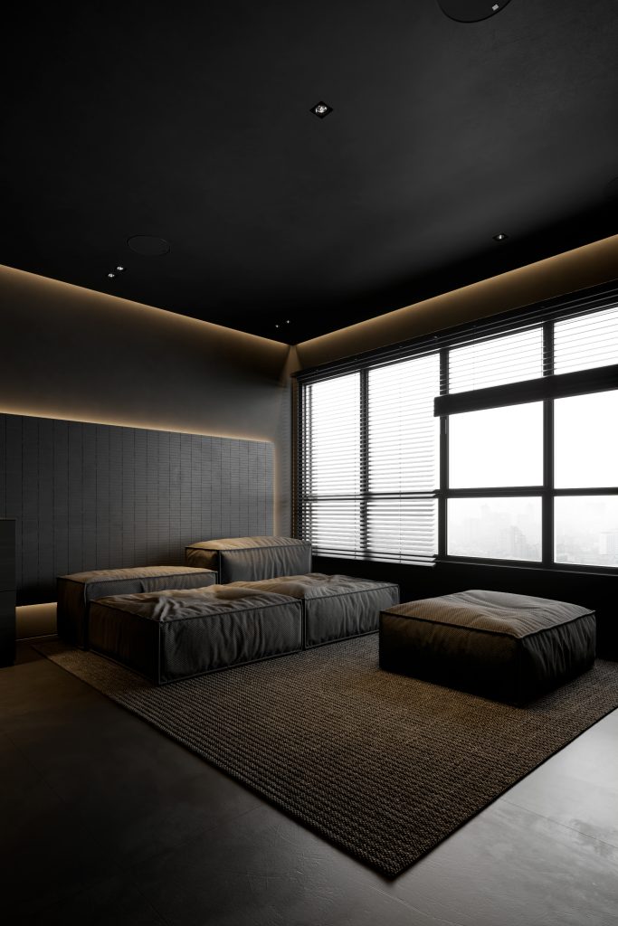 luxe interieur zwarte muren plafond